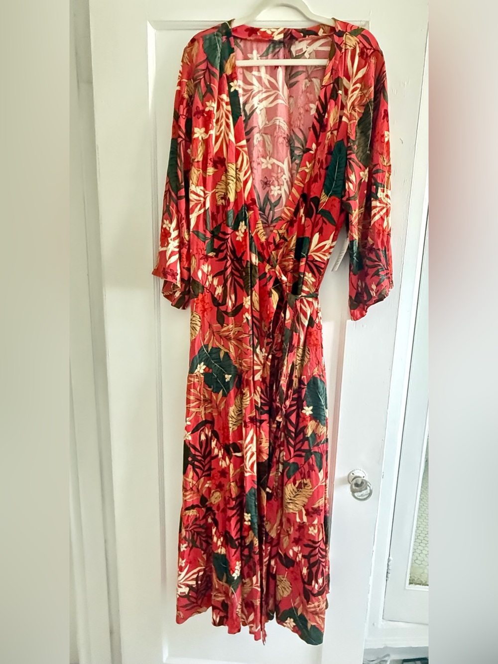 Eloquii Tropical Print Maxi Wrap Dress